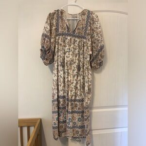 Mille Resort Boho Block Print Maxi Dress Small